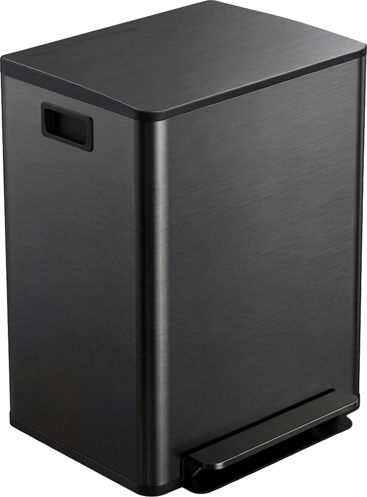 HOMCOM Kosz na śmieci z 2x30L komorami, pokrywa Soft-Close, odporny na odciski, stal nierdzewna, czarny | Aosom PL