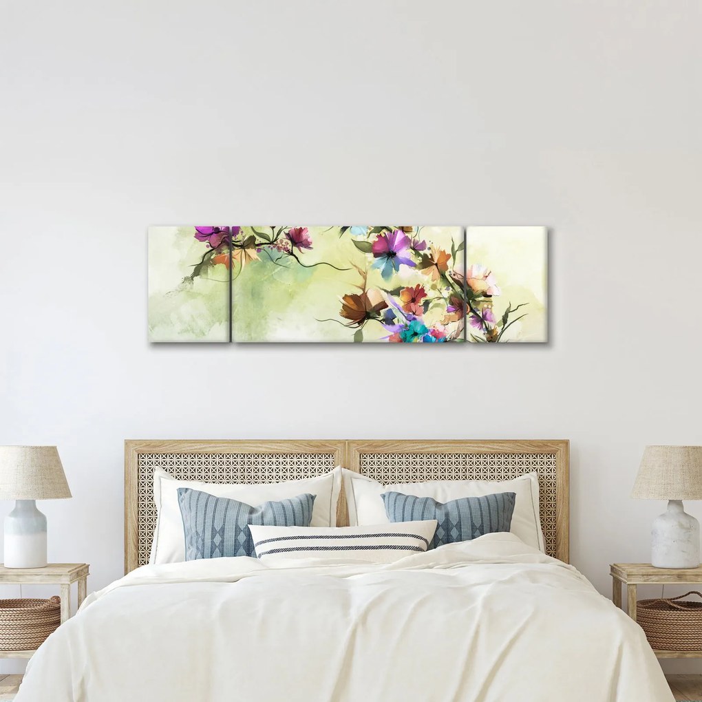 Obraz - malowidło pnącej się kwiaty (170x50 cm)