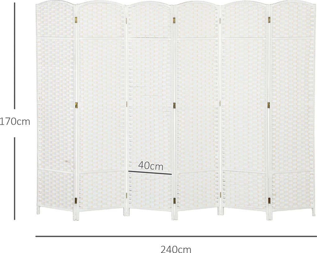 HOMCOM 6-częściowy dzielnik przestrzeni, składana osłona prywatności, ścianka osłonowa do salonu, sypialni, biura domowego, Biała