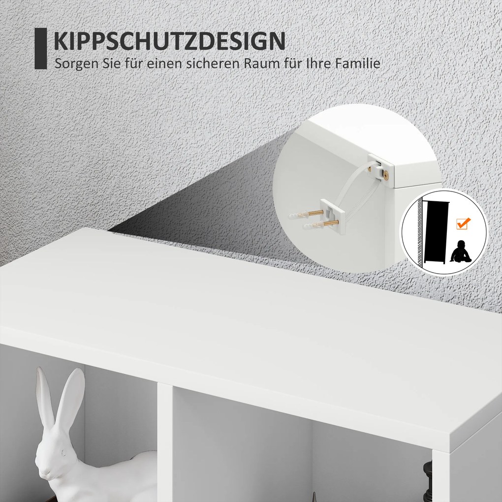 HOMCOM Dwupoziomowa półka na książki, 5 przegródek, Płyta wiórowa, Regał do przechowywania, Biały