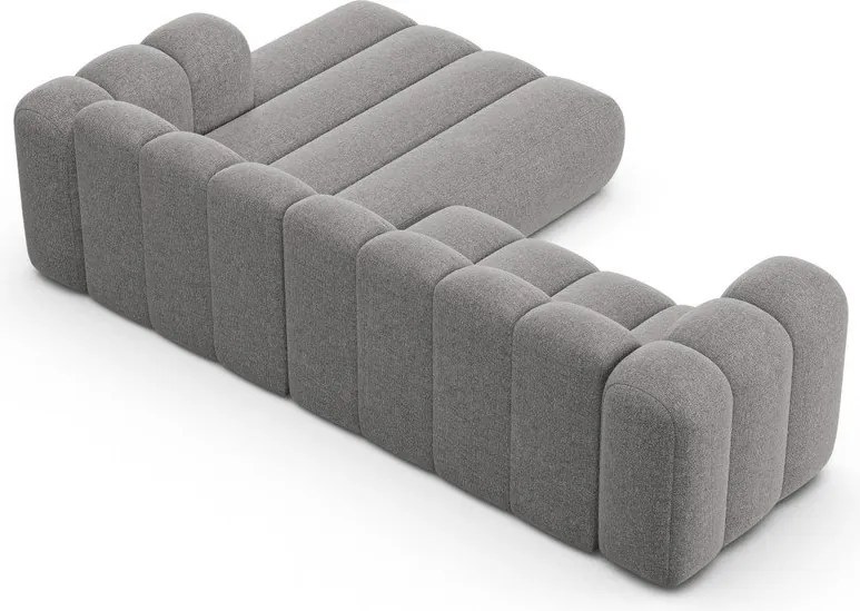 Szary narożnik z tkaniny szenilowej (prawostronny/z szezlongiem) Lupine – Micadoni