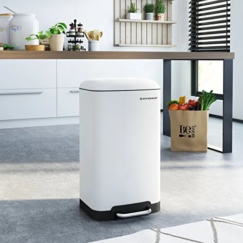 SongmicsHome Kosz na śmieci z wolnym zamykaniem SLOW, 30l, biała