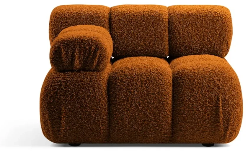 Pomarańczowy moduł sofy z materiału bouclé (lewostronny) Bellis – Micadoni Home
