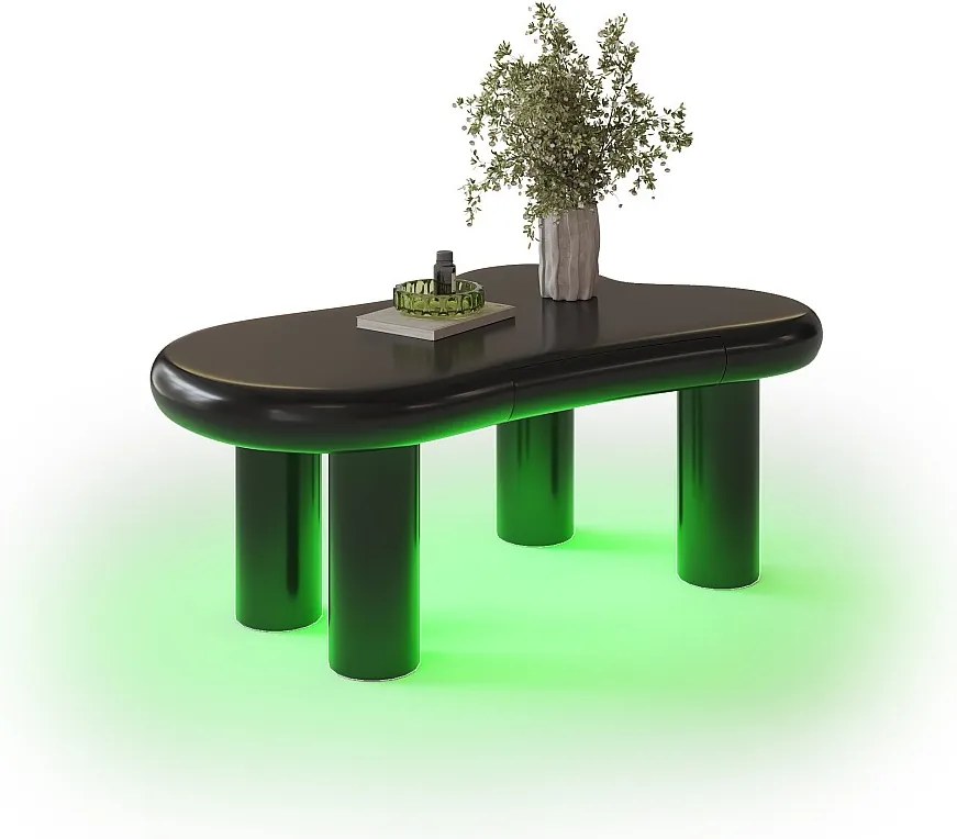 Stolik kawowy z diodami LED - 98 x 65,5 x 40 cm - z 1 szufladą - w kształcie chmurki - MDF - czarny