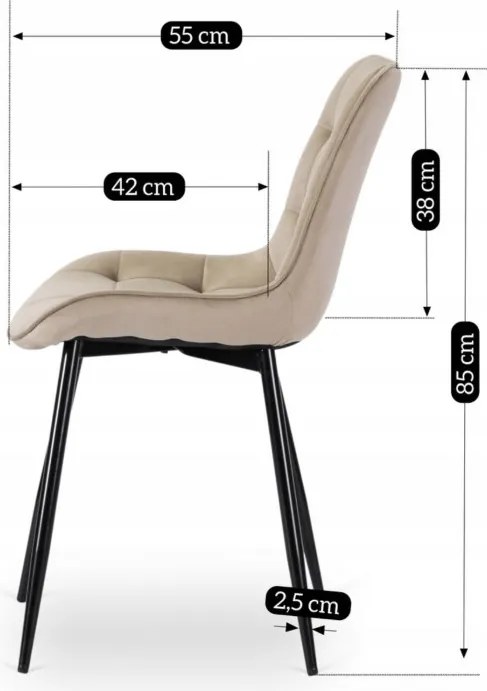 Zestaw Stół Rozkładany SKUBI 120-160 cm Dąb Craft/Czarny i 6 Krzeseł Tapicerowanych CHRIS Beżowych Nowoczesnych