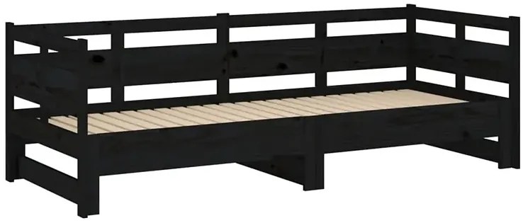 Czarne drewniane rozsuwane łóżko 2x(80x200) cm - Givefi 3X
