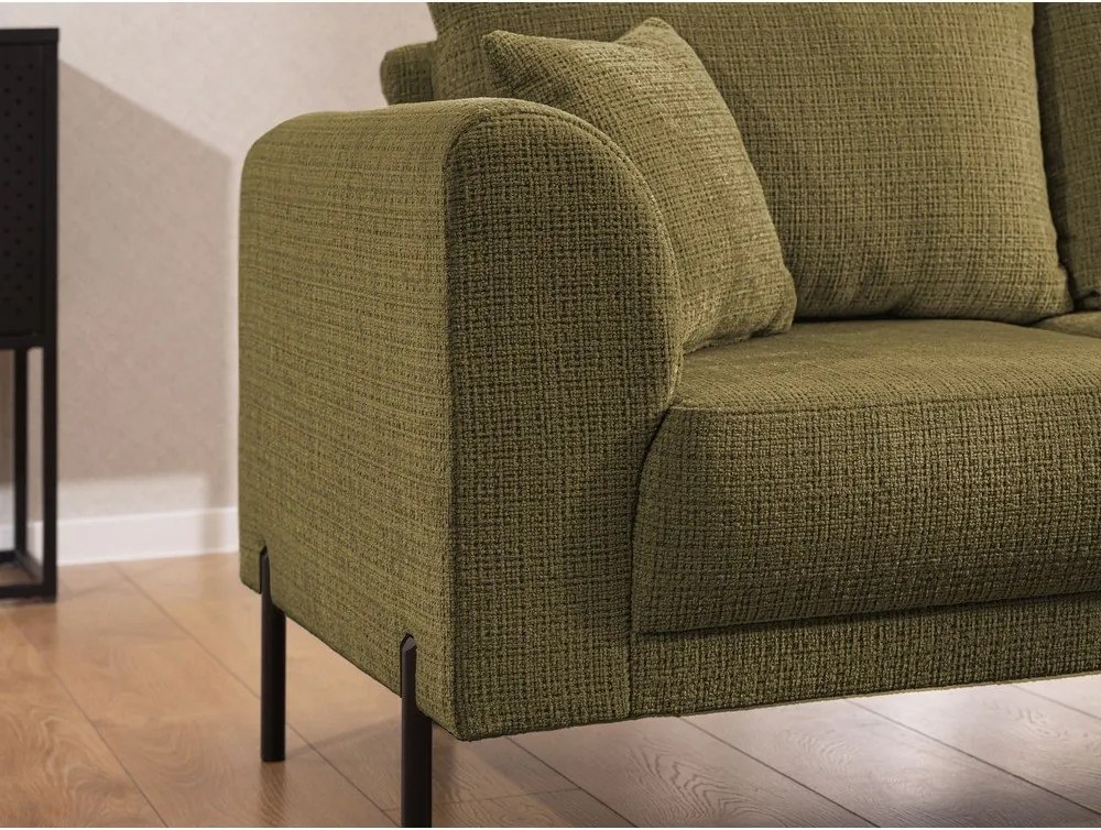 Zielony narożnik z tkaniny szenilowej (prawostronny/w kształcie litery L) Mauris – Ropez