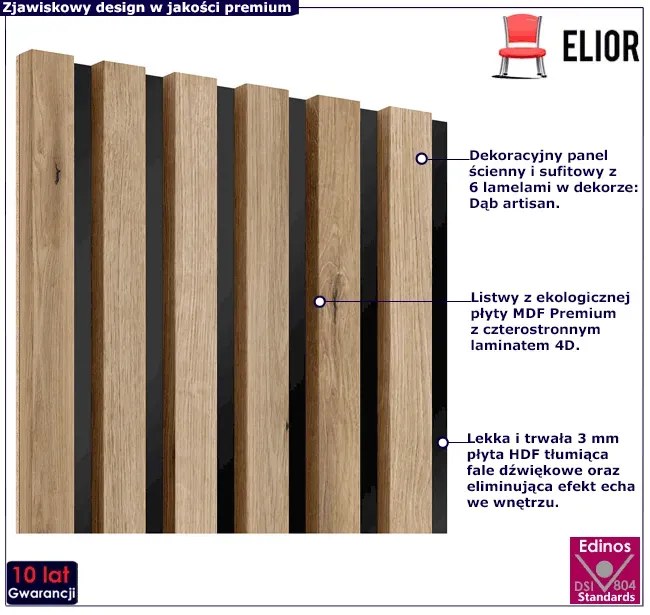 Akustyczne panele lamelowe 2 szt. dąb artisan G8-R11