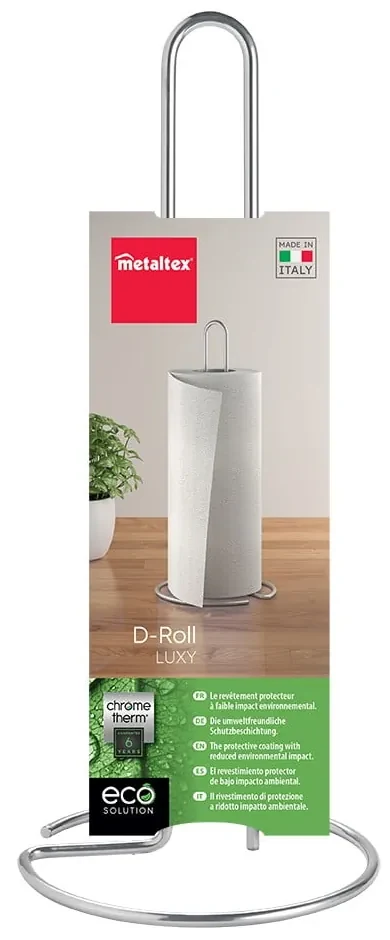 Stalowy stojak na ręczniki papierowe w kolorze srebra z połyskiem ø 14 cm Luxy – Metaltex