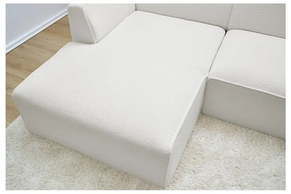 Biały narożnik modułowy z materiału bouclé (lewostronny/w kształcie litery L) Megeve – Bobochic Paris