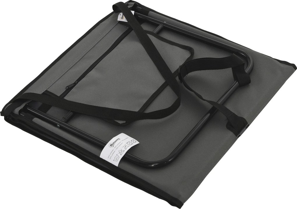 Outsunny Leżak plażowy, składany, regulowane oparcie, kieszeń boczna, miękkie wyściełanie, rama stalowa, Szary, 142x51x40cm