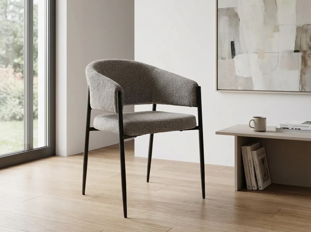 Krzesło do jadalni AKITA z czarnymi nogami, szare