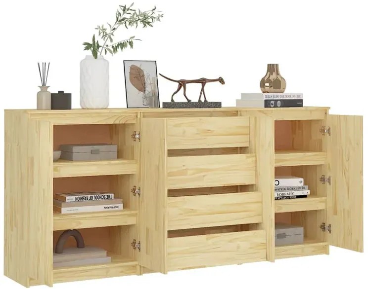 Komplet 3 szafek drewna z litego sosnowego E2-E19