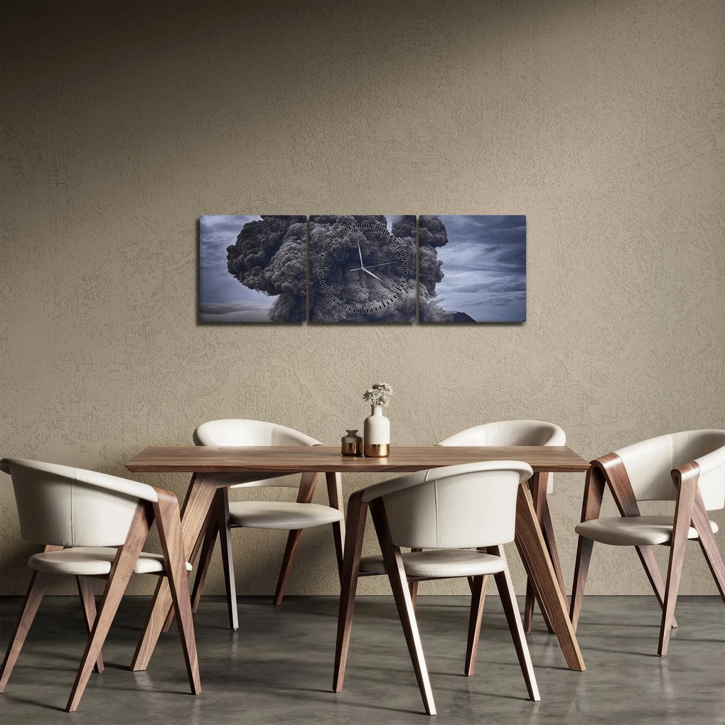 Obraz - Erupcja wulkanu (z zegarem) (90x30 cm)
