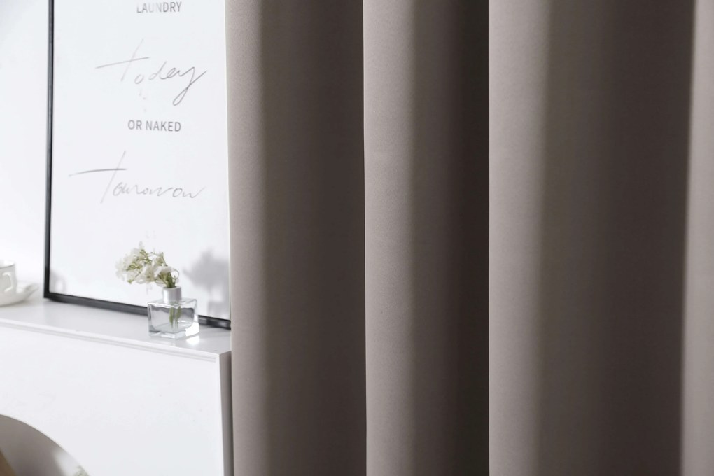 Szaro-brązowa zasłona OXFORD 140x250 cm Zawieszanie: Metalowe pierścienie