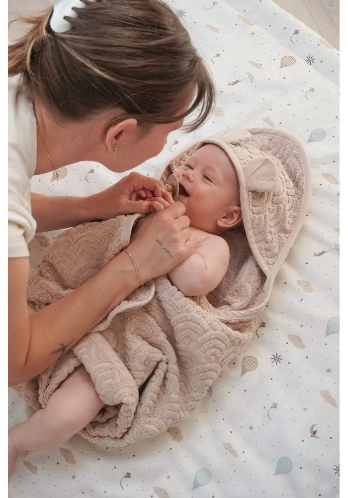 Beżowy ręcznik dziecięcy z kapturem z bawełny organicznej 80x80 cm Almond – Cam Cam Copenhagen