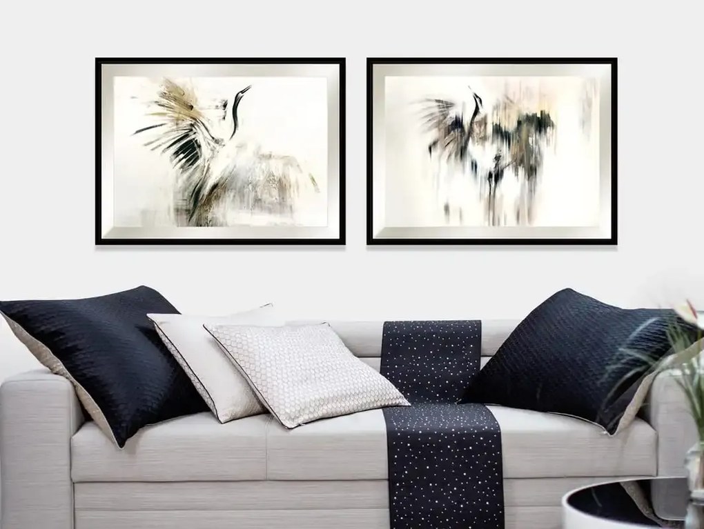 Elegancki obraz żurawia do salonu w stylu modern classic Żuraw Czarny, Seria Londyn