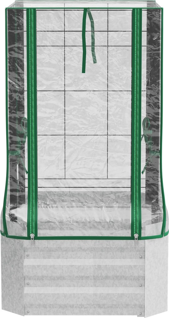 Outsunny Hochbeet, szklarnia, zestaw 3-częściowy, z kratką wspornikową, pokryciem z tworzywa sztucznego, 53 x 53 x 90 cm