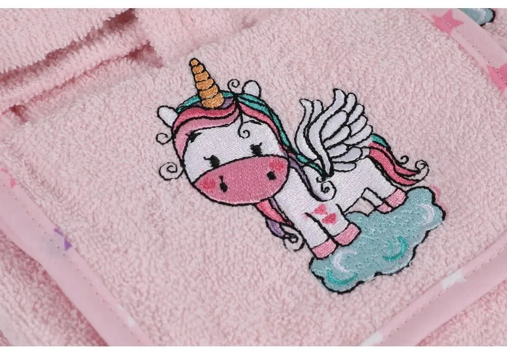 Różowy bawełniany zestaw szlafroka dziecięcego i ręcznika 3 szt. w rozmiarze 0-2 lata Unicorn – Foutastic