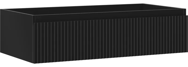 Mexen Rivel szafka łazienkowa podumywalkowa 90 cm, 1 szuflada, ryflowana , czarna mat - 91A20-09023-1-BF71