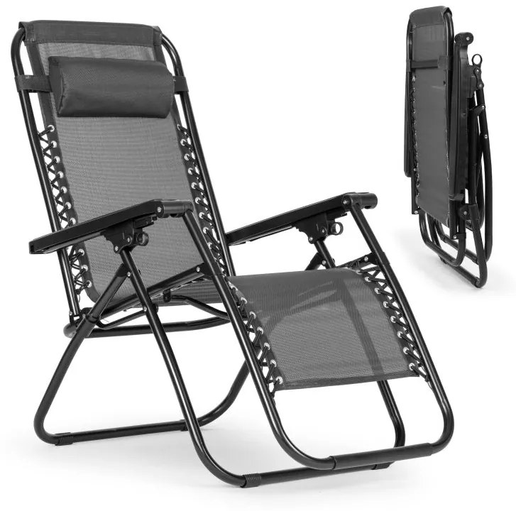 Składany leżak ogrodowy, tarasowy Rimini 009, szary
