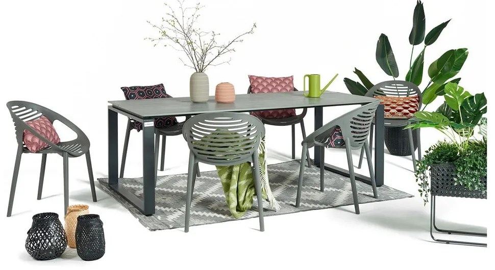 Szary zestaw mebli ogrodowych z 6 krzesłami Le Bonom Joanna Strong