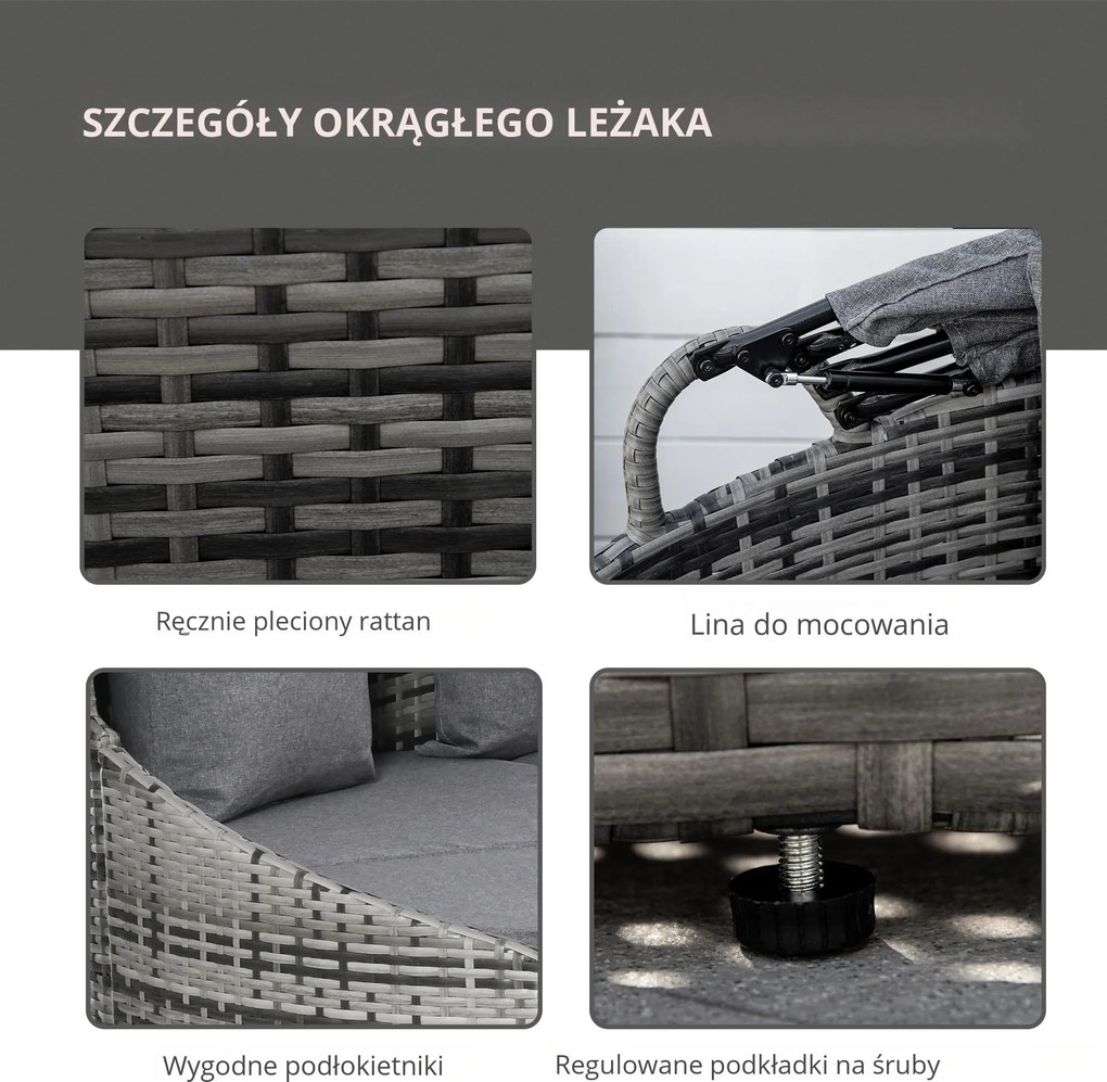 Outsunny rattanowa wyspa ogrodowa 4-częściowa z poduszkami i regulowanym baldachimem do wypoczynku | Aosom PL