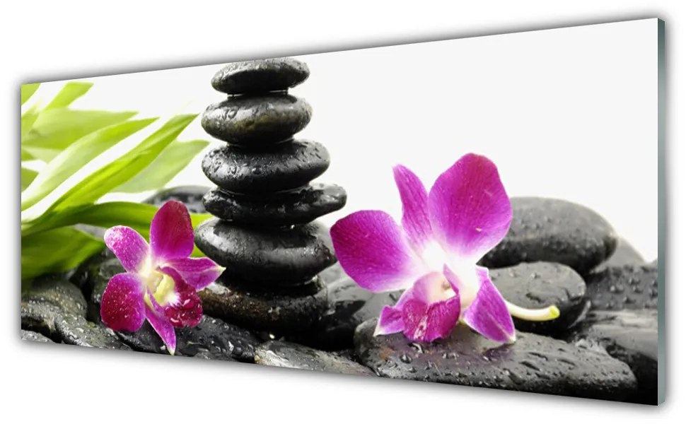 Obraz Szklany Kamienie Zen Spa Orchidea