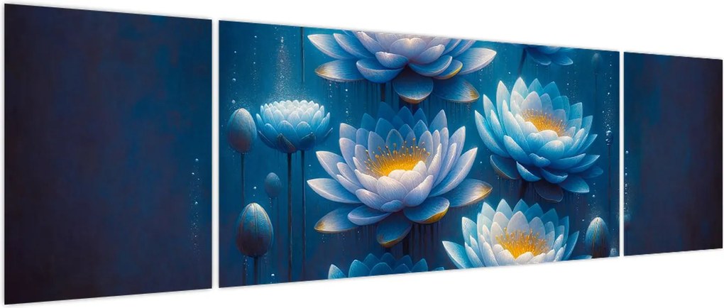 Obraz - Lilie wodne pod powierzchnią (170x50 cm)