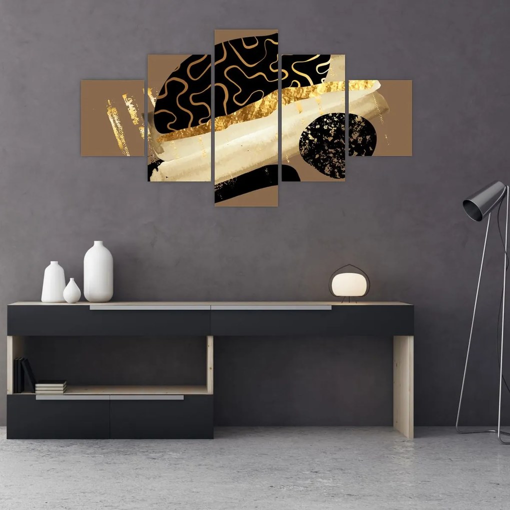 Obraz - Abstrakcja złotobrązowy N⁰3 (125x70 cm)