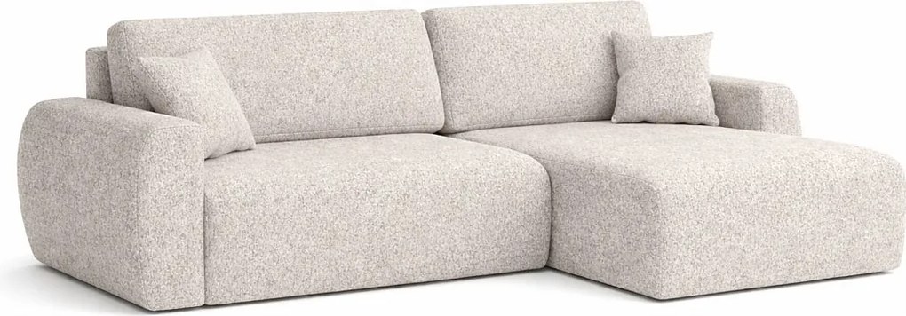 Narożnik z funkcją spania i pojemnikiem Ariel L, tkanina szenilowa Artico, Beżowy, Prawy