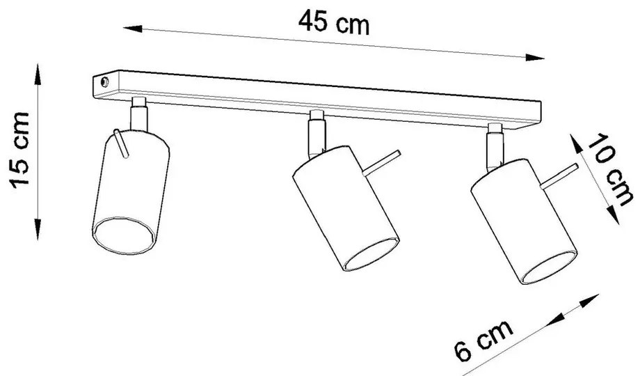 Lampa sufitowa w kolorze srebra Sollux Etna, dł. 45 cm