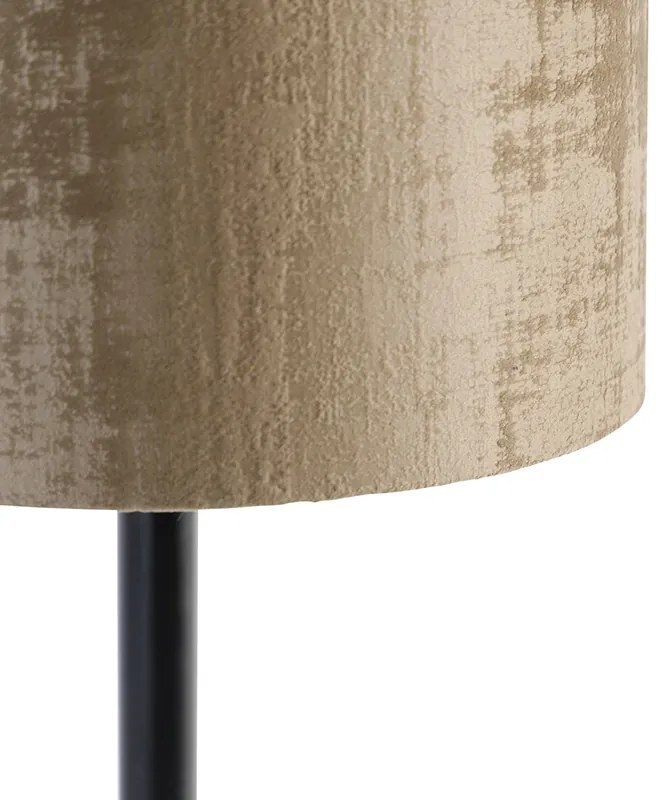 Nowoczesna lampa stołowa czarna z brązowym kloszem 25 cm - Simplo Nowoczesny Oswietlenie wewnetrzne