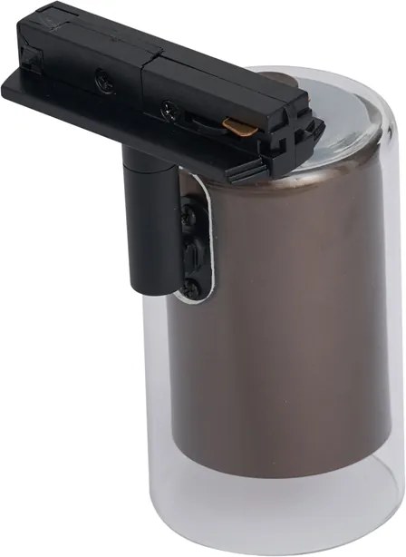 Nowoczesny reflektor ciemny brąz z przezroczystym szkłem do systemu szynowego 1-fazowego - Iconic Lloyd