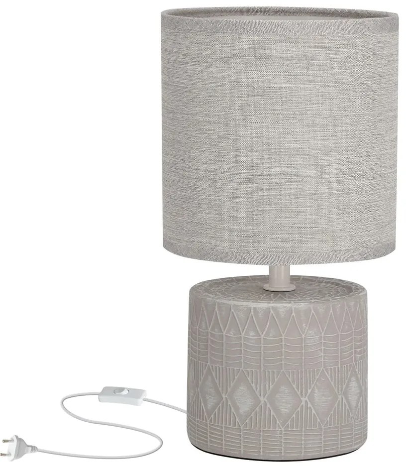 Szara lampa stołowa z tekstylnym kloszem (wys. 26 cm) Dina – Candellux Lighting