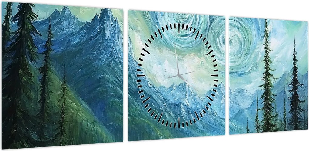 Obraz - Krajobraz z nutą Van Gogha (z zegarem) (90x30 cm)