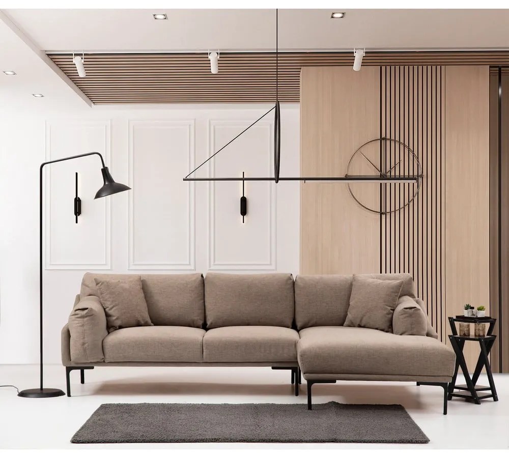 Beżowa sofa narożna Artie Leo, prawy narożnik