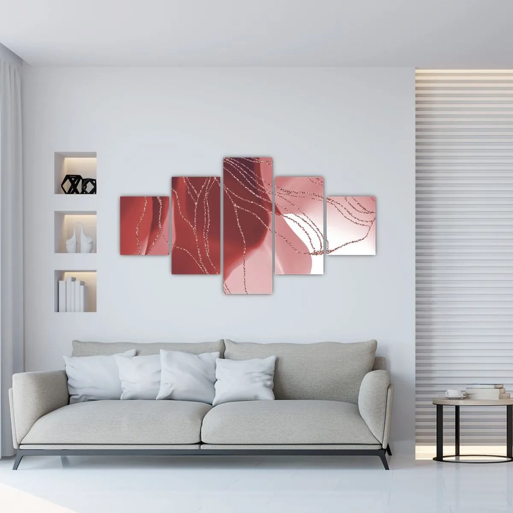 Obraz - Czerwony abstrakcyjny kwiat N⁰1 (125x70 cm)