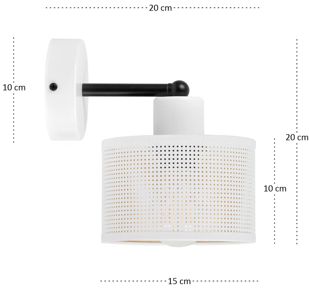 Biały kinkiet jednopunktowy z białym abażurem WD-BE-1010WE-WE