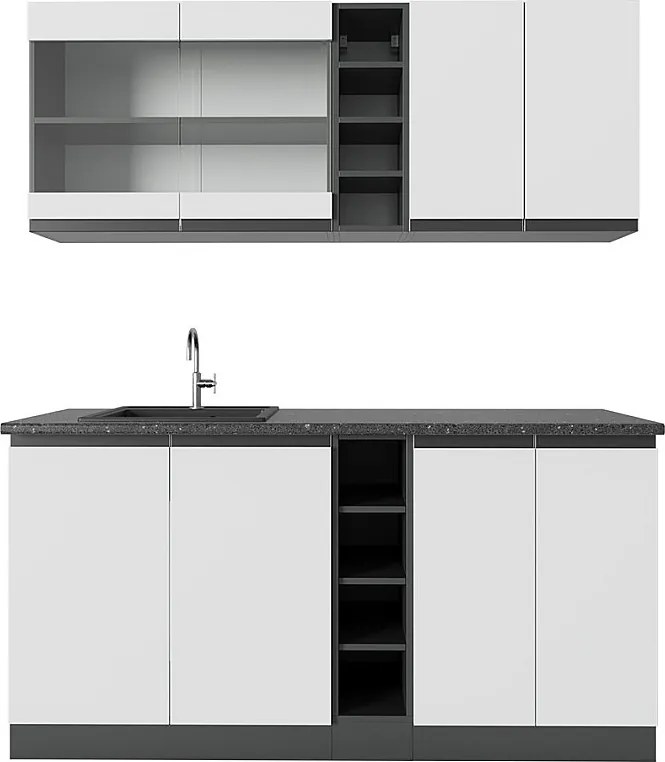 Pojedyncza kuchnia biały/antracyt 160x60x81.6 r-line