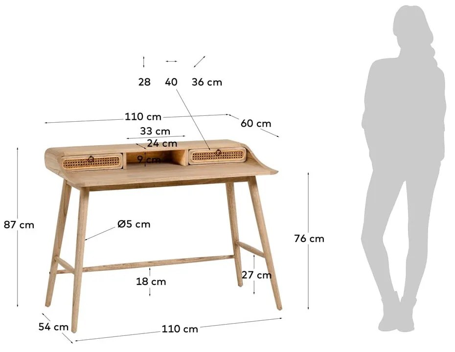 Biurko Kave Home Nalu, 60x110 cm