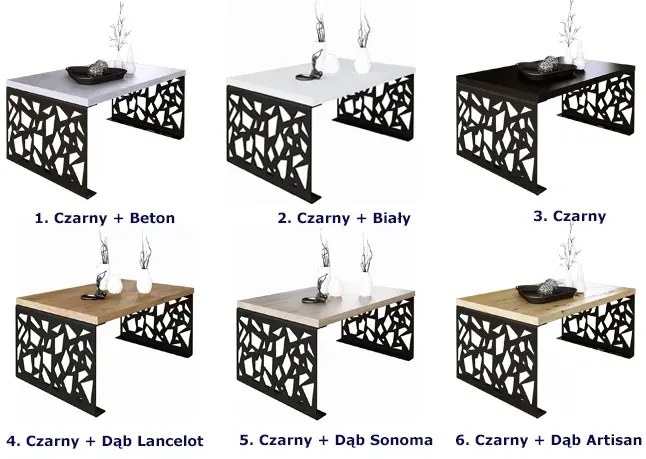 Industrialny stolik kawowy czarny + dąb artisan K9-G88