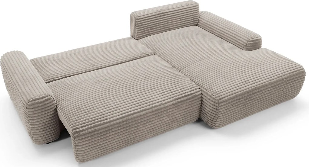 Sztruksowa kanapa narożna rozkładana taupe N0-D86