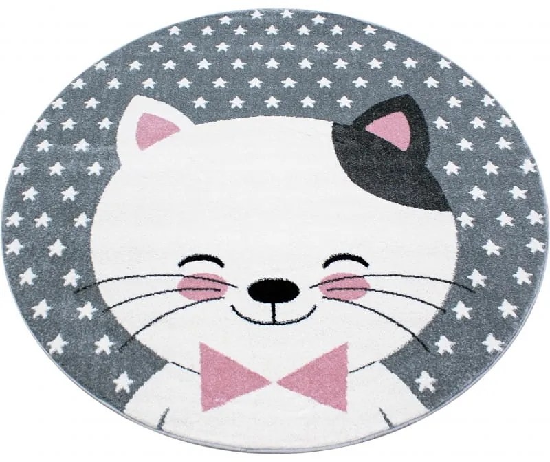 Dywan dziecięcy Kids Kotek różowy koło 120 cm x 120 cm
