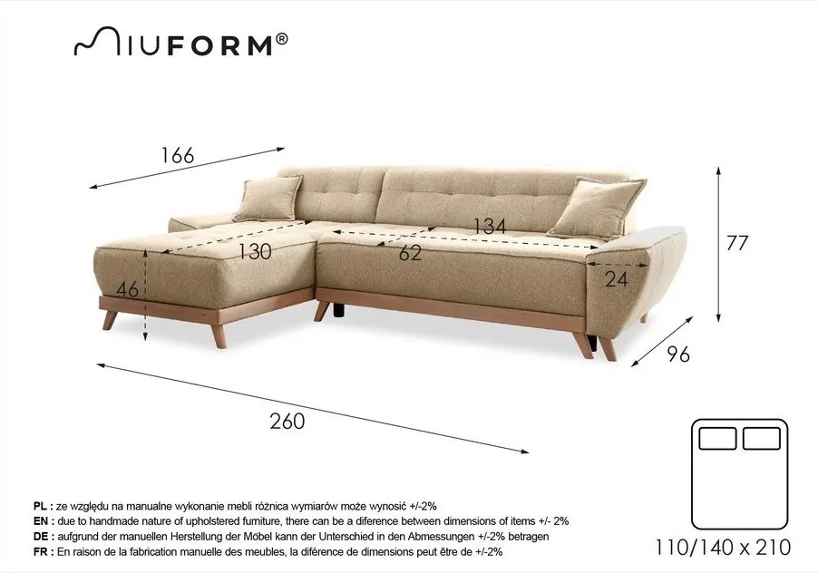 Jasnoniebieski rozkładany narożnik wielofunkcyjny Miuform Dazzling Daisy