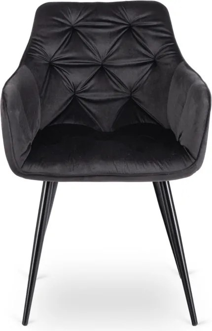 Zestaw Stół Prostokątny Rozkładany VICTOR 160-240 cm Czarny Marmur i 4 Krzesła MODESTO Czarne Welurowe Nowoczesne