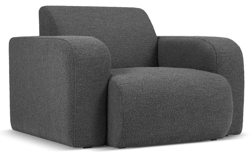 Ciemnoszary fotel z materiału bouclé Molino – Micadoni Home