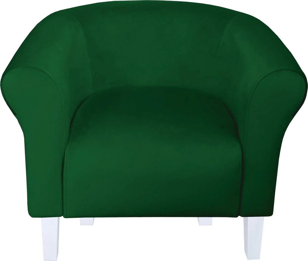 Fotel Milo tkanina Welur wygodny fotel tapicerowany do salonu i sypialni : Kolor nogi - Biała, Kolor tkaniny - VELVET - MG25, Wysokość nogi - 15 cm
