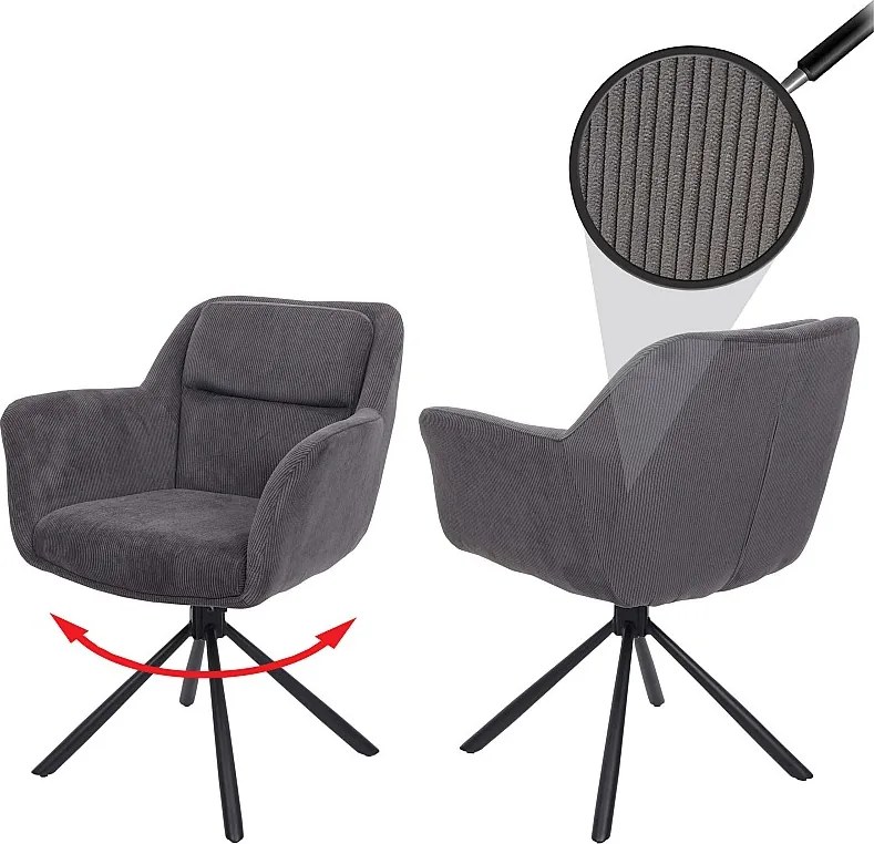 Krzesło do jadalni MCW-K33 (zestaw 2 sztuk),  sztruks szary