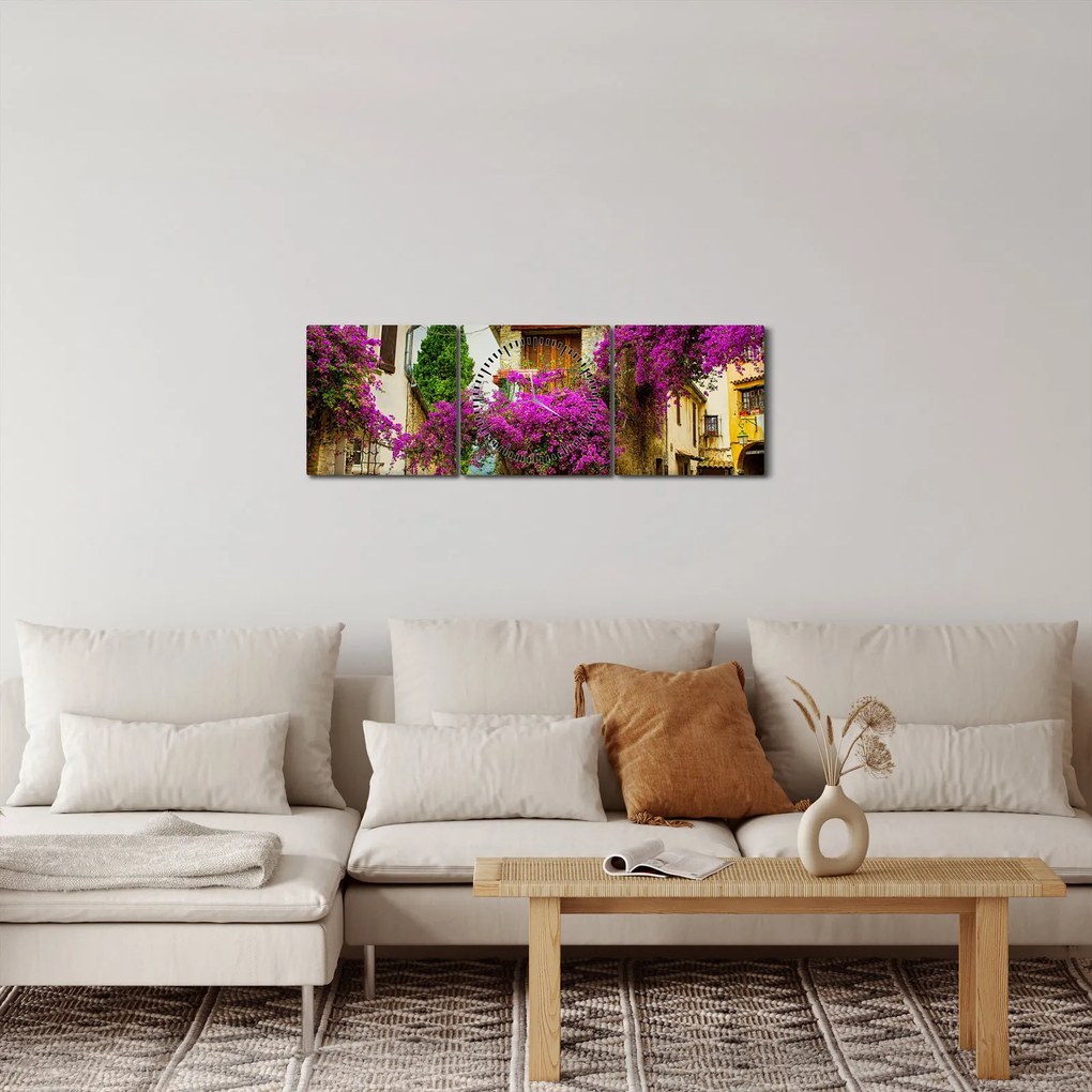 Obraz - Śródziemnomorska leniwa aleja (z zegarem) (90x30 cm)